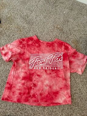 Women’s Red Tie-Dye Cropped T-Shirt - Red Raiders